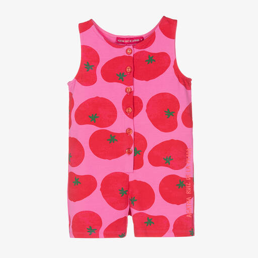 Agatha Ruiz de la Prada-Girls Pink Cotton Playsuit | Childrensalon Outlet