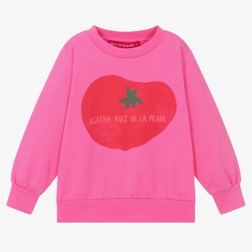 Agatha Ruiz de la Prada-Girls Pink Cotton Sweatshirt  | Childrensalon Outlet