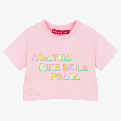 Agatha Ruiz de la Prada-Girls Pink Cotton T-Shirt  | Childrensalon Outlet