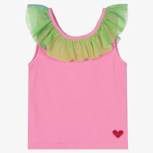 Agatha Ruiz de la Prada-Girls Pink Cotton & Tulle Vest Top | Childrensalon Outlet