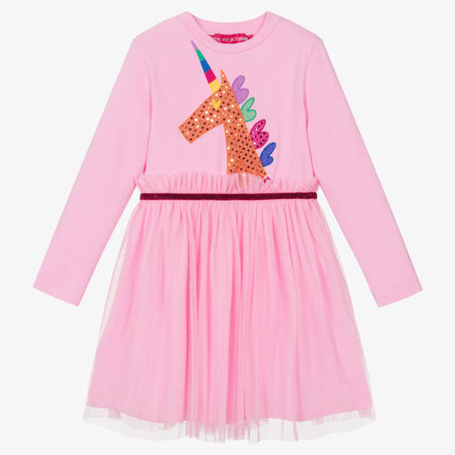 Agatha Ruiz de la Prada-فستان بطبعة يونيكورن قطن جيرسي لون زهري | Childrensalon Outlet