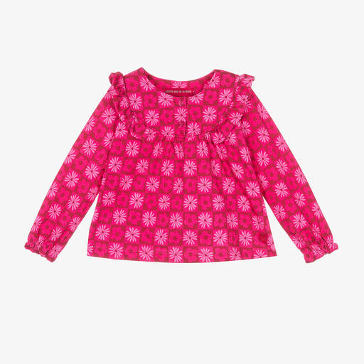 Agatha Ruiz de la Prada-Girls Pink Floral Cotton Jersey Top | Childrensalon Outlet