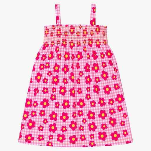 Agatha Ruiz de la Prada-Girls Pink Floral Gingham Dress | Childrensalon Outlet