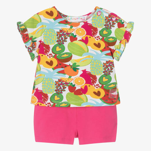 Agatha Ruiz de la Prada-Girls Pink Fruit Cotton Shorts Set | Childrensalon Outlet