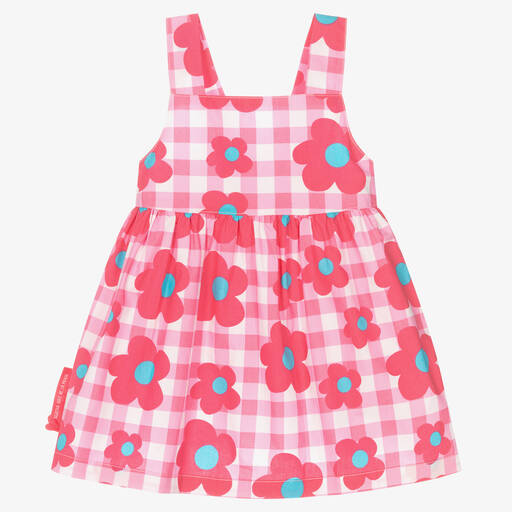 Agatha Ruiz de la Prada-فستان قطن بوبلين لون زهري وأبيض | Childrensalon Outlet