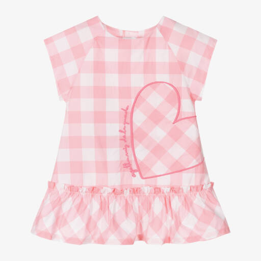 Agatha Ruiz de la Prada-Girls Pink Gingham Heart Dress | Childrensalon Outlet