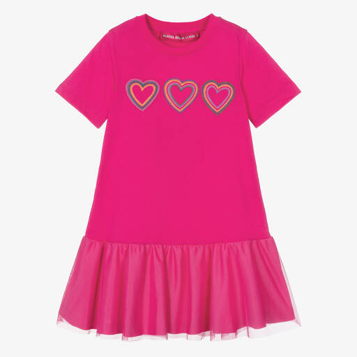 Agatha Ruiz de la Prada-Girls Pink Heart Cotton T-Shirt Dress | Childrensalon Outlet