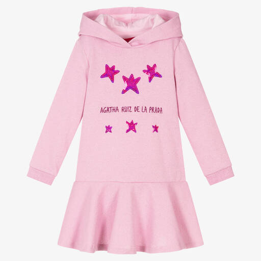 Agatha Ruiz de la Prada-Girls Pink Hooded Jersey Dress | Childrensalon Outlet