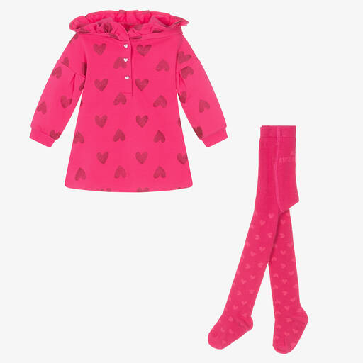 Agatha Ruiz de la Prada-Girls Pink Jersey Dress & Tights Set | Childrensalon Outlet