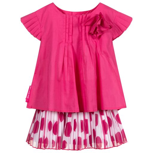 Agatha Ruiz de la Prada-Girls Pink Pleated Skirt Set | Childrensalon Outlet