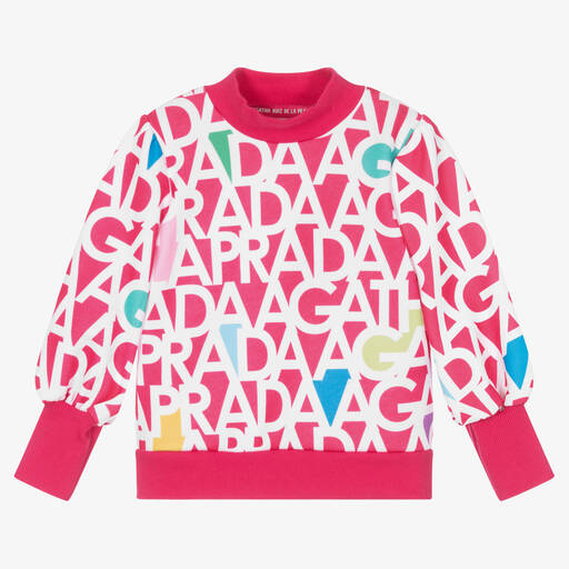 Agatha Ruiz de la Prada-Girls Pink & White Sweatshirt | Childrensalon Outlet