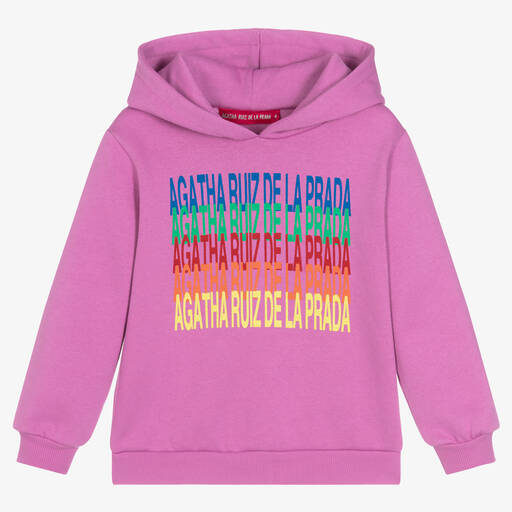 Agatha Ruiz de la Prada-توب هودي قطن جيرسي لون بنفسجي | Childrensalon Outlet