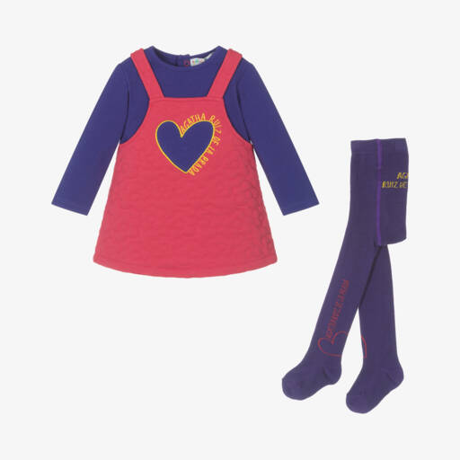Agatha Ruiz de la Prada-طقم فستان بينافور قطن لون زهري | Childrensalon Outlet