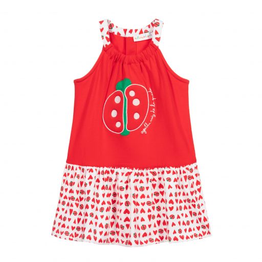 Agatha Ruiz de la Prada-Girls Red Cotton Jersey Dress | Childrensalon Outlet