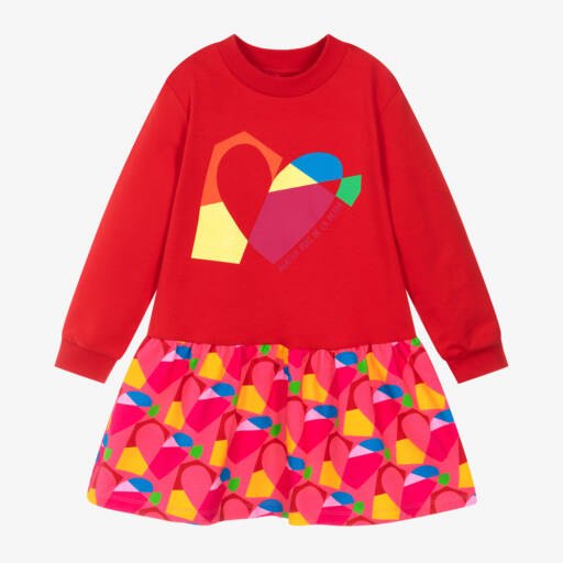 Agatha Ruiz de la Prada-فستان سويتشيرت قطن لون أحمر | Childrensalon Outlet