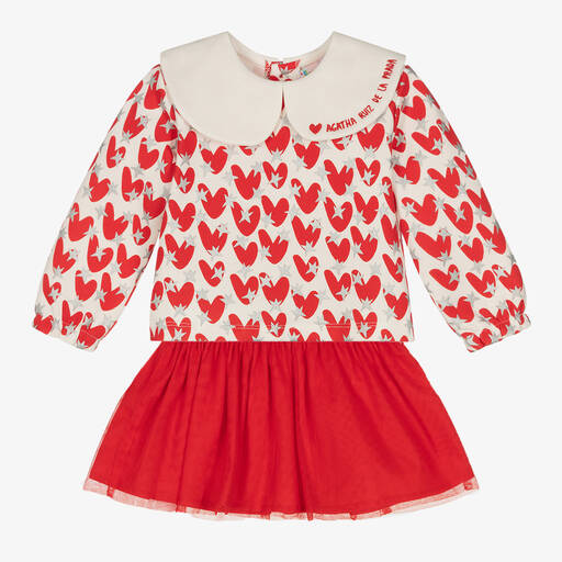 Agatha Ruiz de la Prada-Girls Red Jersey & Tulle Skirt Set | Childrensalon Outlet