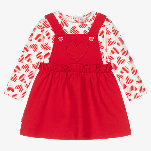 Agatha Ruiz de la Prada-طقم فستان بينافور قطن جيرسي لون أحمر وعاجي | Childrensalon Outlet