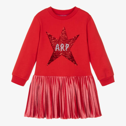 Agatha Ruiz de la Prada-فستان بنجمة ترتر قطن لون أحمر | Childrensalon Outlet