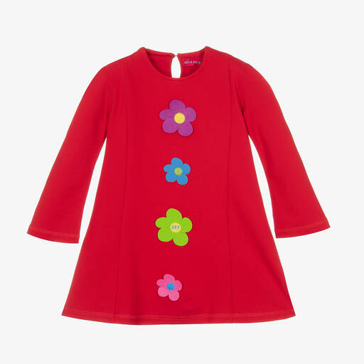 Agatha Ruiz de la Prada-Girls Red Viscose Flower Logo Dress | Childrensalon Outlet