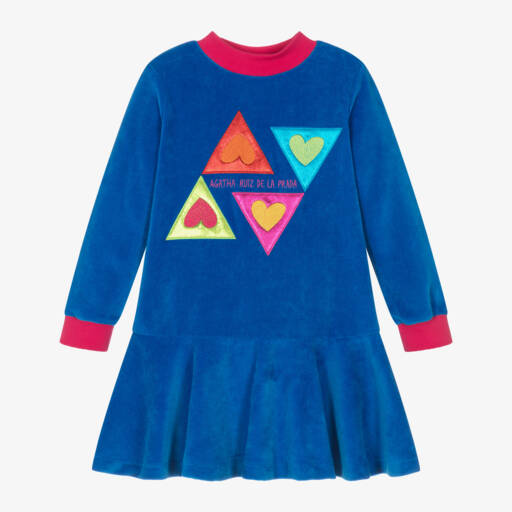 Agatha Ruiz de la Prada-فستان سويتشيرت قطن لون أزرق | Childrensalon Outlet