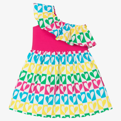 Agatha Ruiz de la Prada-Girls White & Pink Cotton Dress | Childrensalon Outlet