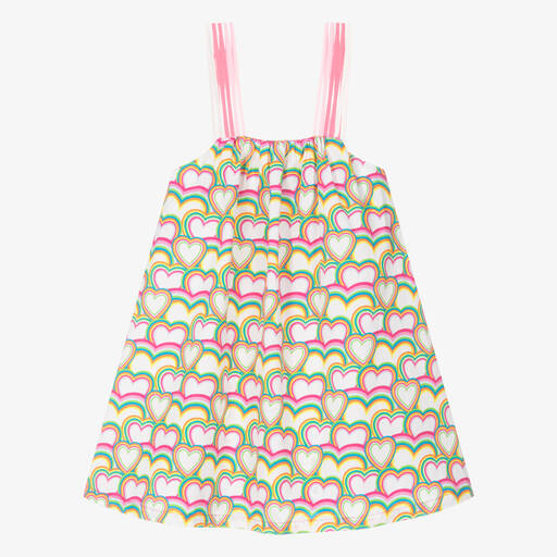 Agatha Ruiz de la Prada-Girls White & Pink Cotton Heart Dress | Childrensalon Outlet