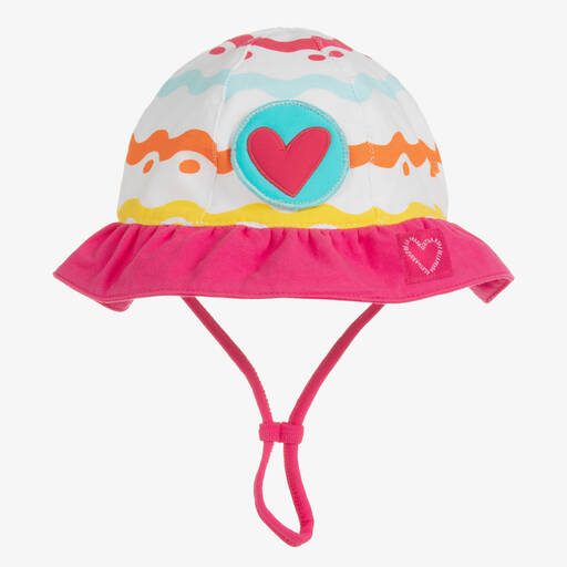 Agatha Ruiz de la Prada-Girls White Squiggle Print Cotton Sun Hat | Childrensalon Outlet