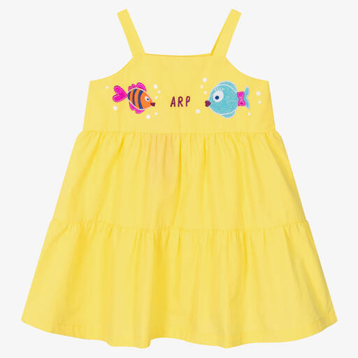 Agatha Ruiz de la Prada-Girls Yellow Cotton Dress  | Childrensalon Outlet
