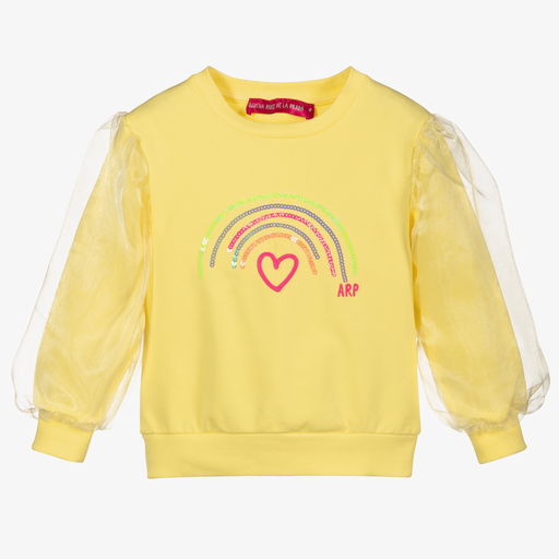 Agatha Ruiz de la Prada-سويتشيرت قطن جيرسي لون أصفر للبنات | Childrensalon Outlet