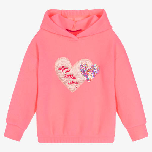 Agatha Ruiz de la Prada-Neon Pink Heart Fleece Hoodie | Childrensalon Outlet