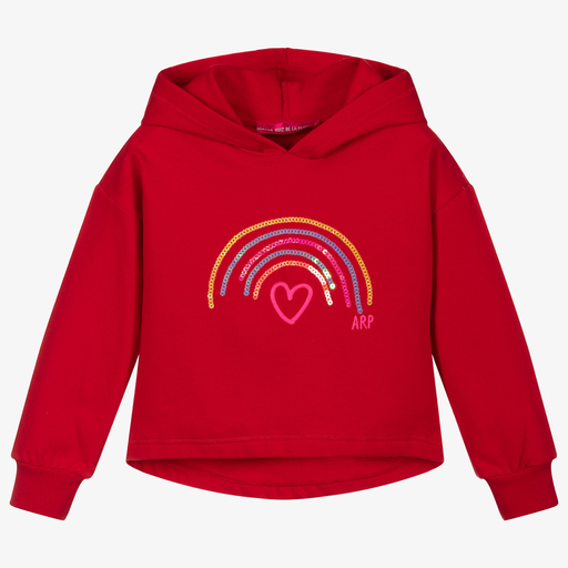 Agatha Ruiz de la Prada-Red Rainbow Cotton Hoodie | Childrensalon Outlet