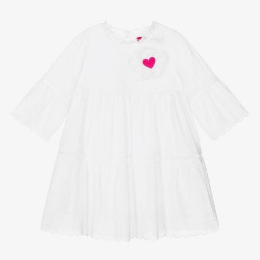 Agatha Ruiz de la Prada-Белое платье с вышивкой английской гладью | Childrensalon Outlet