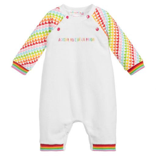 Agatha Ruiz de la Prada-White Velour Babysuit | Childrensalon Outlet