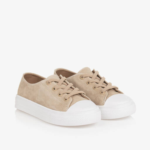 Age of Innocence-Boys Suede Lace-Up Beige Trainers | Childrensalon Outlet