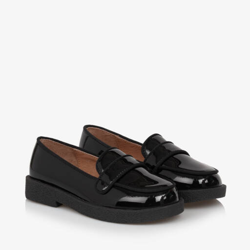 Age of Innocence-Girls Glossy Black Leather Loafers | Childrensalon Outlet