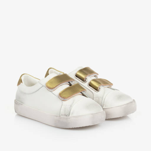 Age of Innocence-Girls Gold-Trimmed Leather Trainers | Childrensalon Outlet
