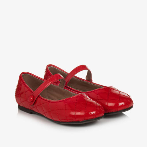 Age of Innocence-Girls Quilted Red Leather Shoes | Childrensalon Outlet