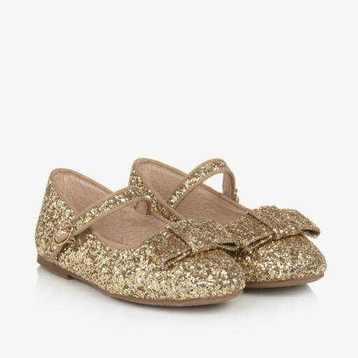 Age of Innocence-Girls Sparkly Gold Bow Shoes | Childrensalon Outlet