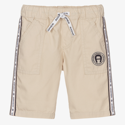 AIGNER-Baby Boys Beige Cotton Shorts | Childrensalon Outlet