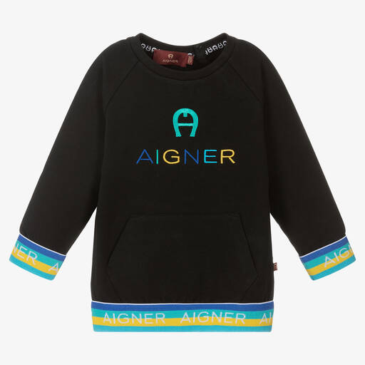 AIGNER-Sweat noir en coton bébé garçon | Childrensalon Outlet