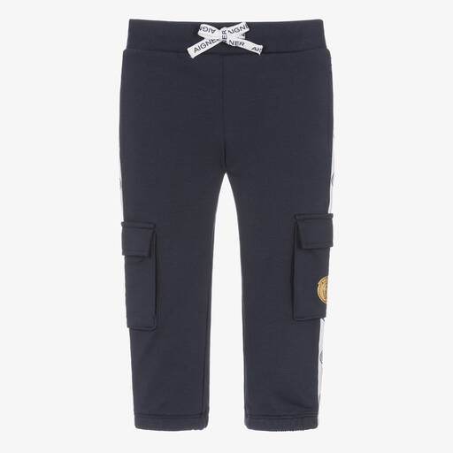 AIGNER-Baby Boys Blue Cargo Joggers | Childrensalon Outlet