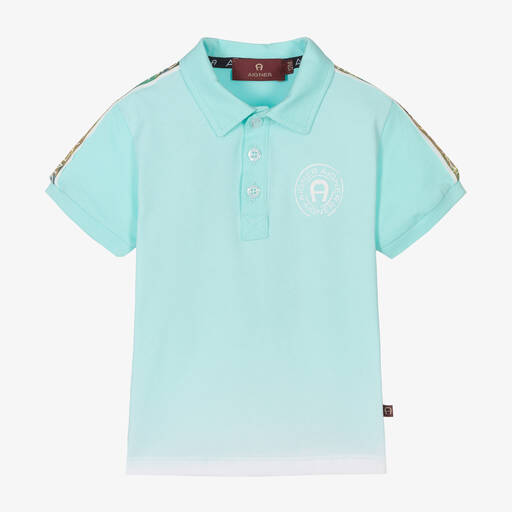 AIGNER-Baby Boys Blue Cotton Polo Shirt | Childrensalon Outlet