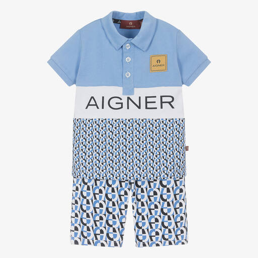 AIGNER-Baby Boys Blue Horseshoe Shorts Set | Childrensalon Outlet