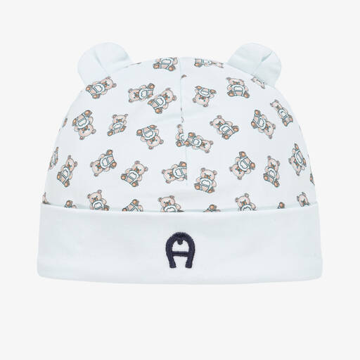 AIGNER-Blaue Pima-Baumwoll-Mütze mit Bären | Childrensalon Outlet
