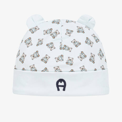 AIGNER-Bonnet bleu en coton Pima ours bébé garçon | Childrensalon Outlet