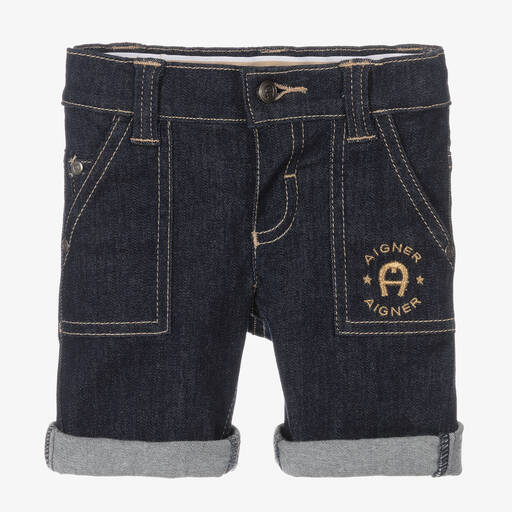 AIGNER-Baby Boys Dark Blue Denim Shorts | Childrensalon Outlet