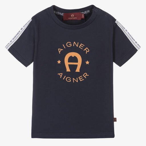 AIGNER-Navyblaues Baumwoll-T-Shirt für Babys | Childrensalon Outlet