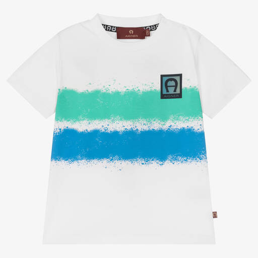 AIGNER-Baby Boys White Cotton Logo T-Shirt | Childrensalon Outlet
