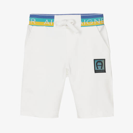 AIGNER-Baby Boys White Logo Shorts | Childrensalon Outlet