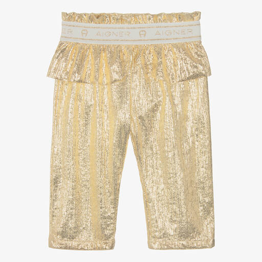 AIGNER-Baby Girls Gold Peplum Trousers | Childrensalon Outlet